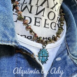 Unakite  statement beaded handmade necklace